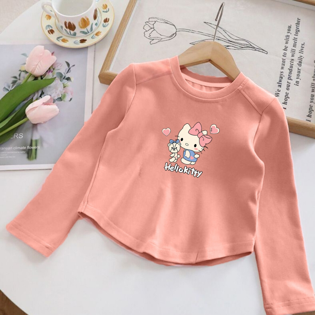 Áo thu đông cho bé gái in hình Hello Kitty, Melody  - Áo thun dài tay trẻ em-Loza Kids ON004_thumbnail_2