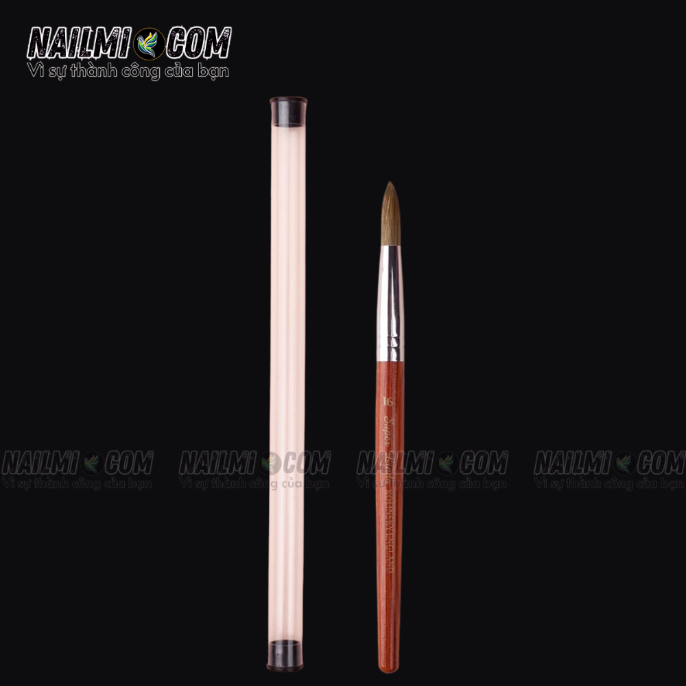 Cọ đắp bột - acrylic nail brush - số 16 - Super Linda - cán gỗ