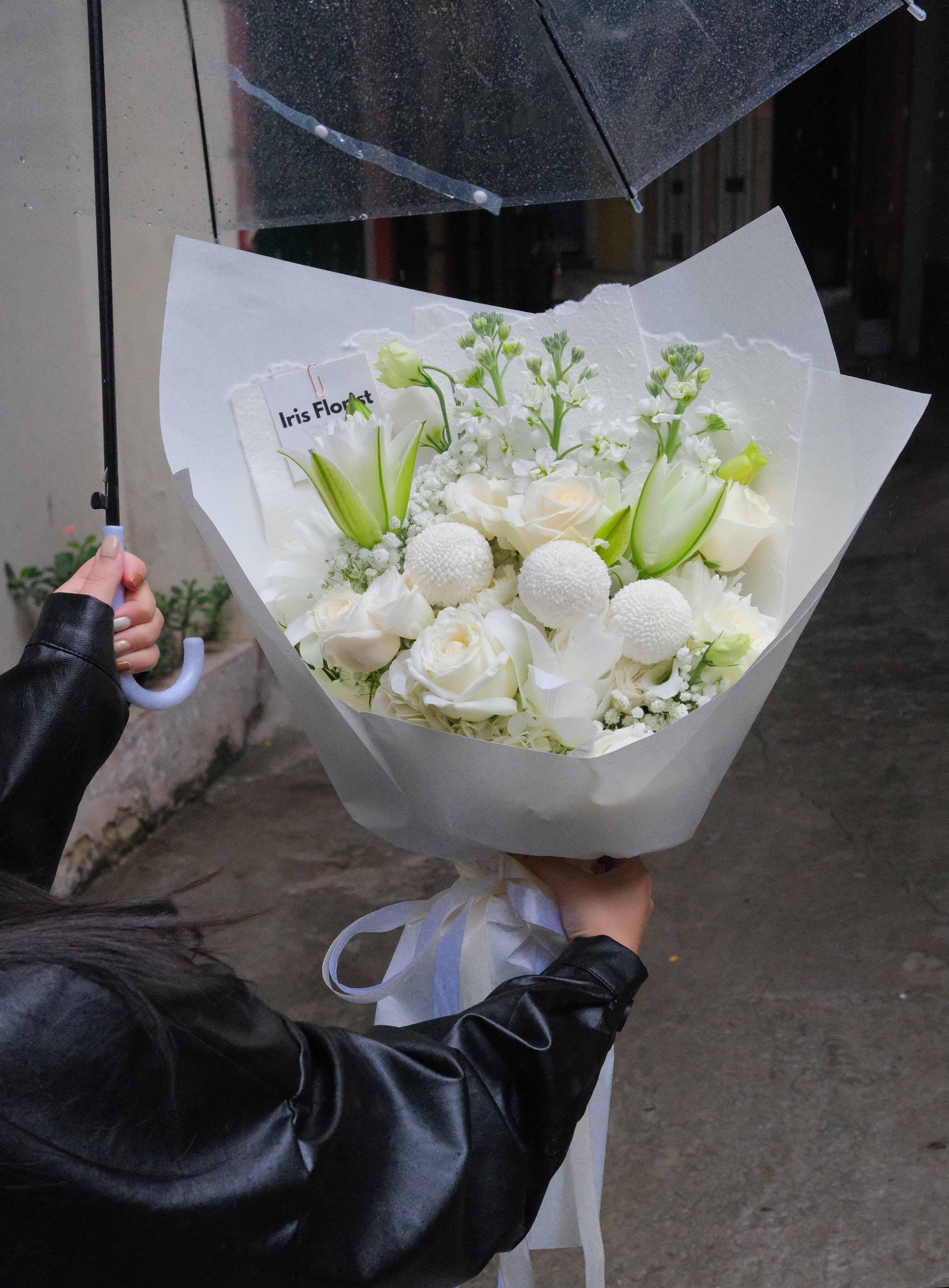 Bó hoa Ly trắng mix - Size L