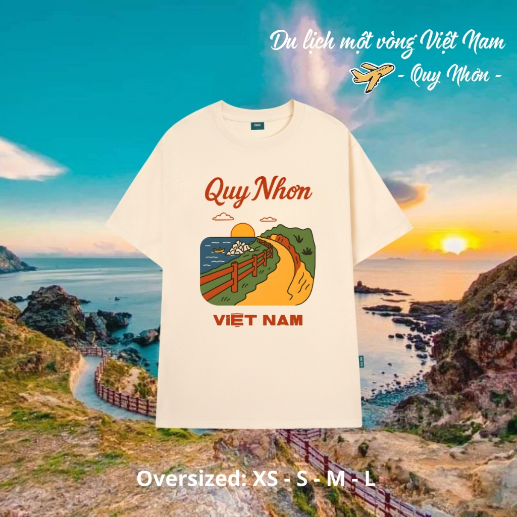Áo thun du lịch Việt Nam, Huế, Hạ Long... dáng oversize rộng màu be local brand We Tee - T039_thumbnail_7