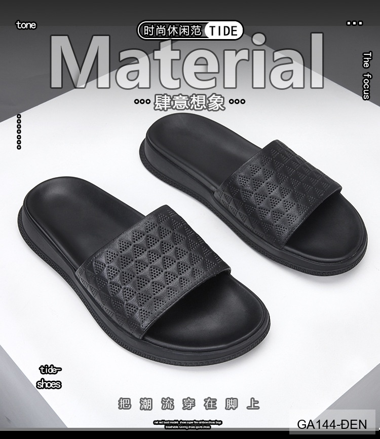 GA144 - Dép nam da thật đế cao su thoáng khí, kiểu dáng thời trang dễ phối đồ màu đen_thumbnail_6