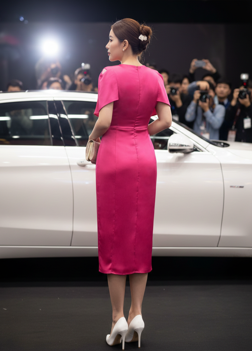 Đầm dự tiệc phối bèo ngực đính hoa 3D xẻ tà_thumbnail_6