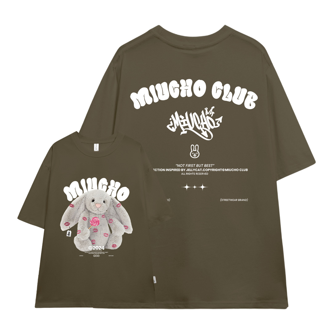 Áo thun thỏ Bunny form rộng local brand ATD1255 Miucho tay ngắn cổ tròn in mix_thumbnail_18