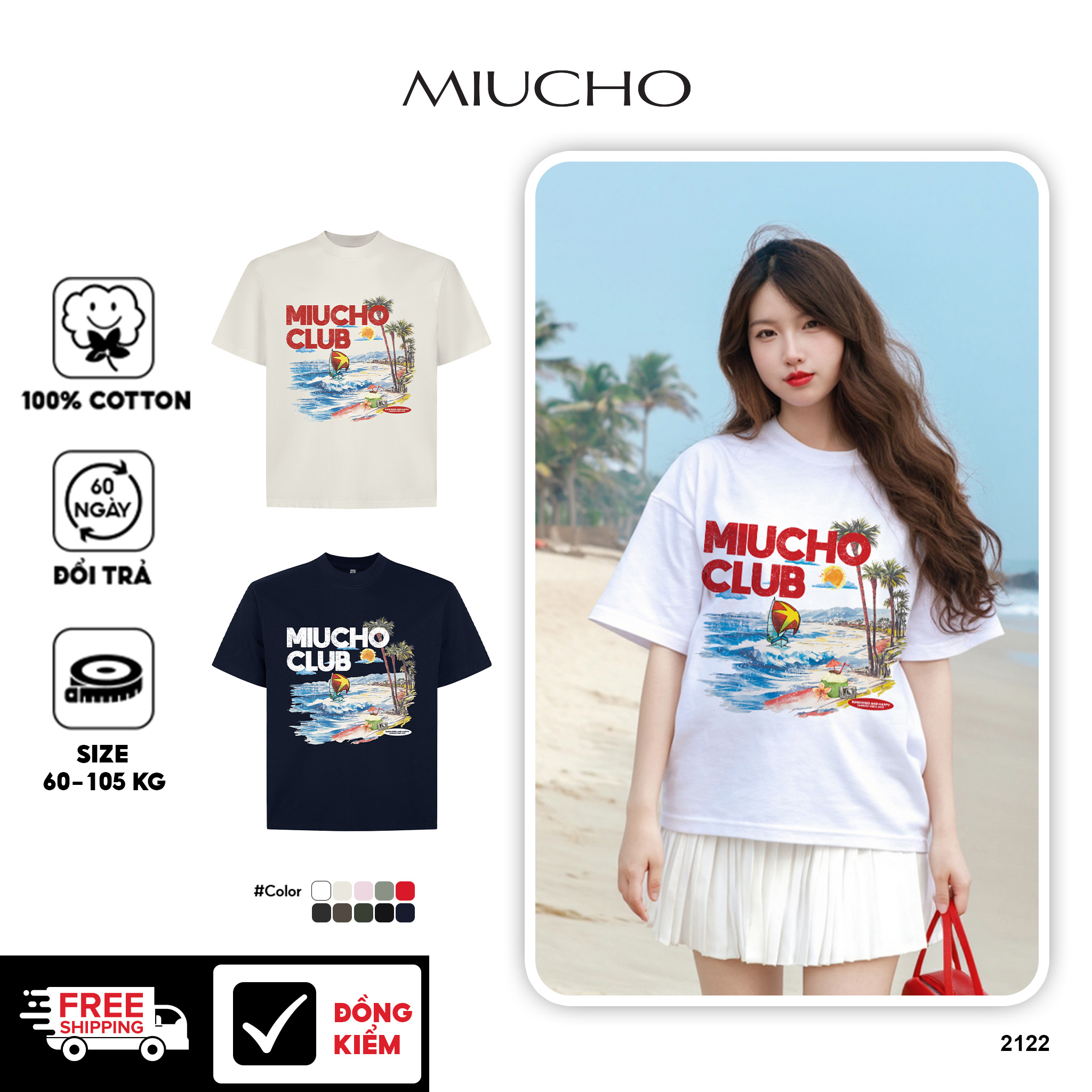 Áo thun boxy summer season 2122 Miucho cổ tròn vải cotton 2c 250gsm đứng form in mix_thumbnail_1