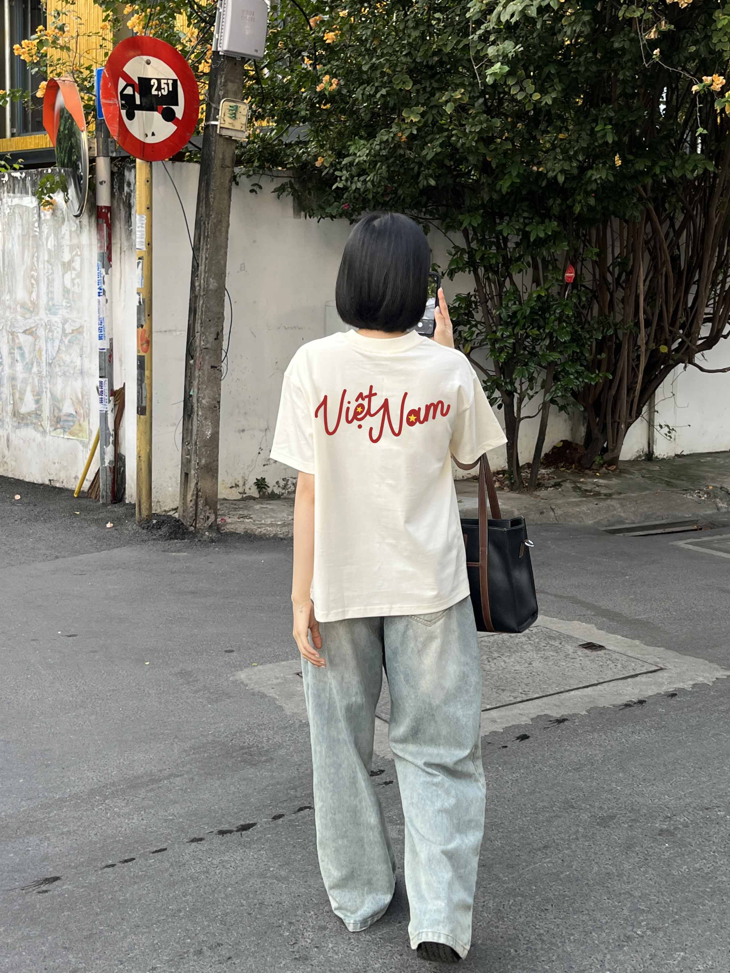 Áo thun Việt Nam hình tim form boxy AXD2447 Miucho vải 100% cotton co giãn thoáng mát cổ tròn in mix_thumbnail_2