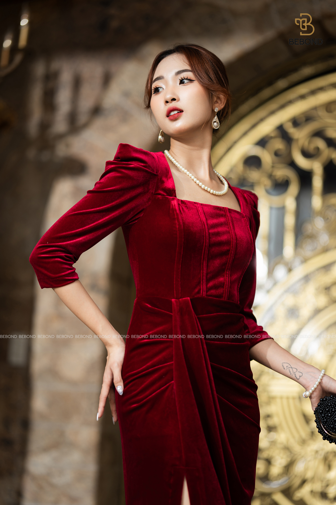 ĐẦM NHUNG XẺ ĐÙI DÀI TAY- EMILY DRESS_thumbnail_2
