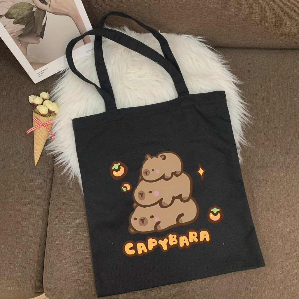 Túi tote in hình Capybara Cute - Túi vải canvas kích thước 33x37cm đựng vừa A4  và laptop - TOTE10_thumbnail_11
