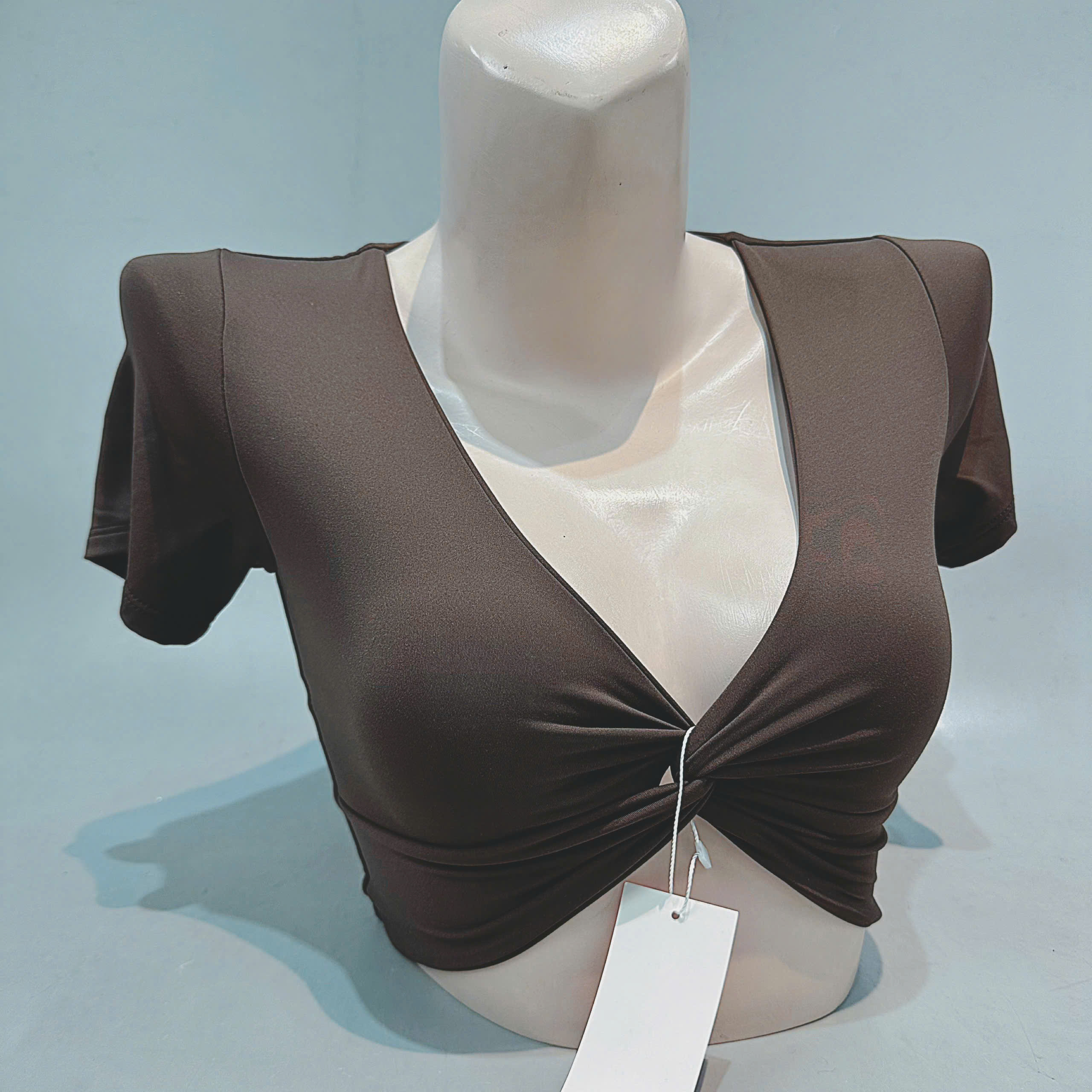 Áo Croptop Thể Thao Tay Ngắn Xoắn Nơ_thumbnail_13