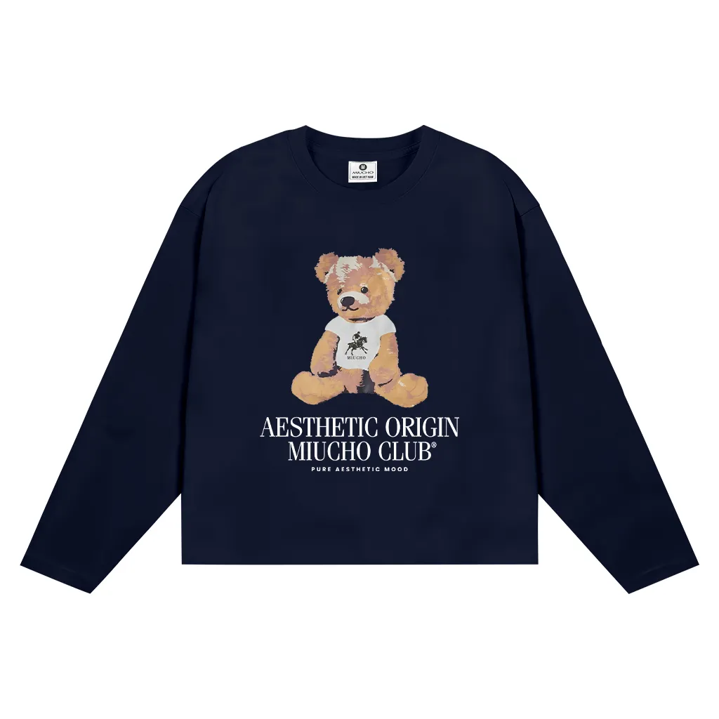 Áo thun boxy nữ tay dài hình gấu bông 2639 Miucho chuẩn form cá tính vải cotton thoáng mát in mix_thumbnail_7