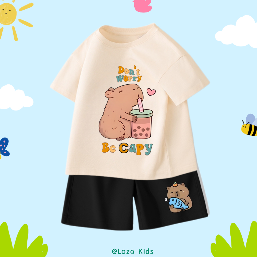 Bộ quần áo bé  trai in hình Capybara - Loza Kids SB114