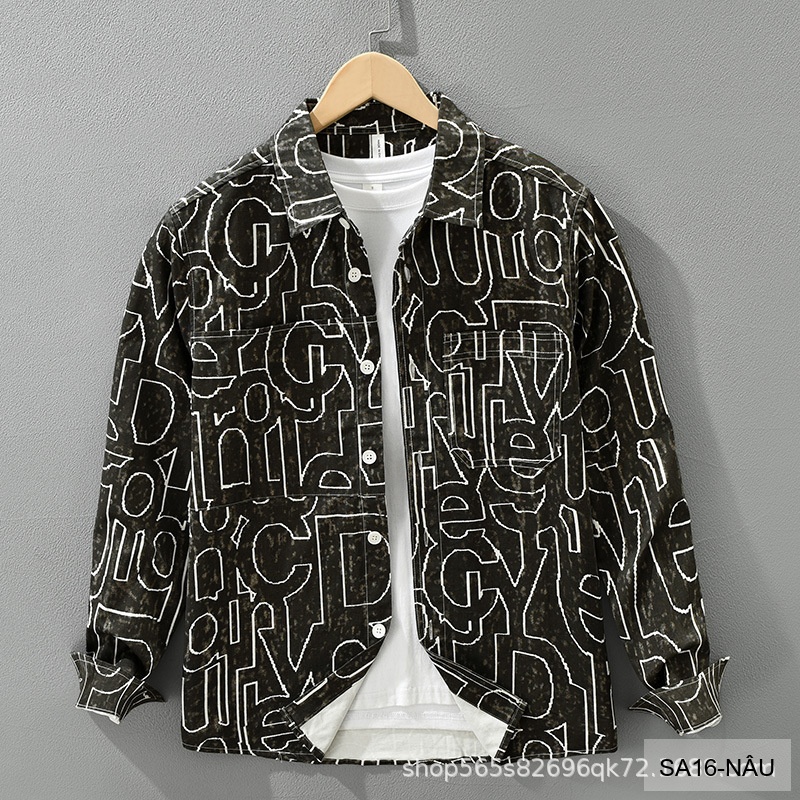 SA16 - Áo Sơ Mi Nam Tay Dài In Chữ Nghệ Thuật Dáng Rộng Phong Cách Thời Trang_thumbnail_13