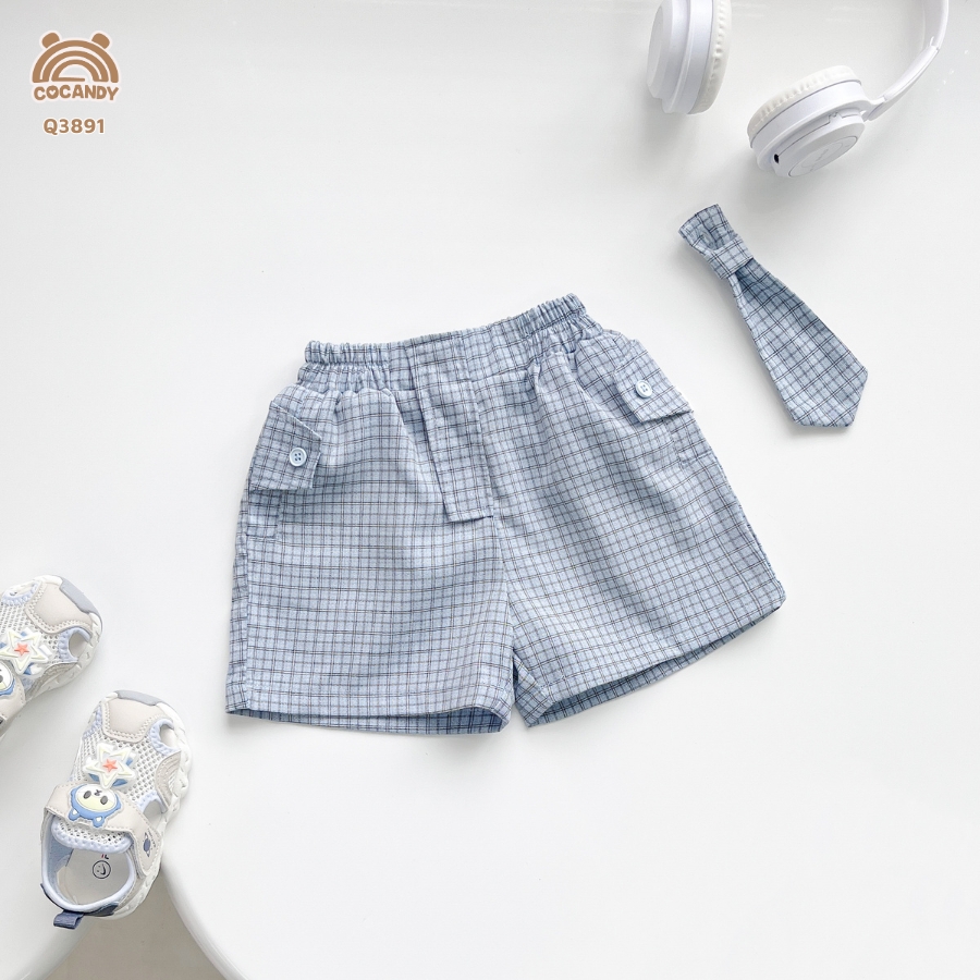 Quần cộc CARO XANH túi đáp nẹp kèm cà vạt_thumbnail_2