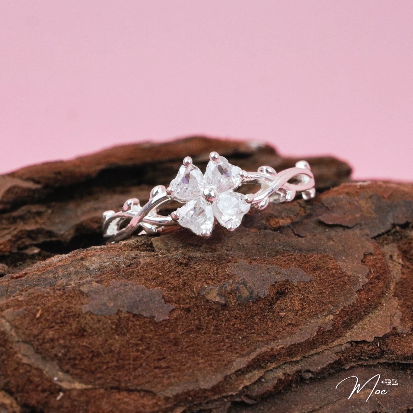 N161 - Nhẫn cỏ 4 lá thạch anh cách điệu_thumbnail_1