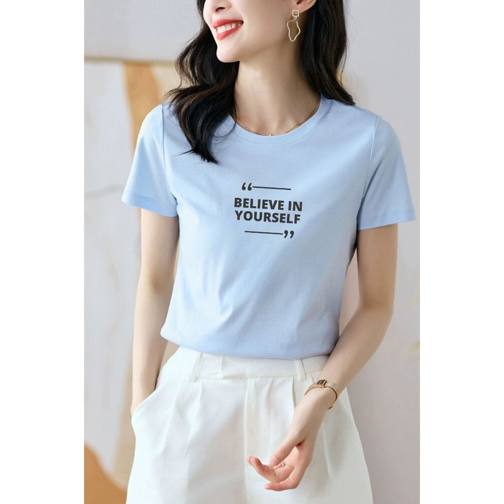 [Form Vừa] Áo thun nữ form vừa in BELIEVE IN YOURSELF - Áo phông nữ Loza VT7061_thumbnail_4