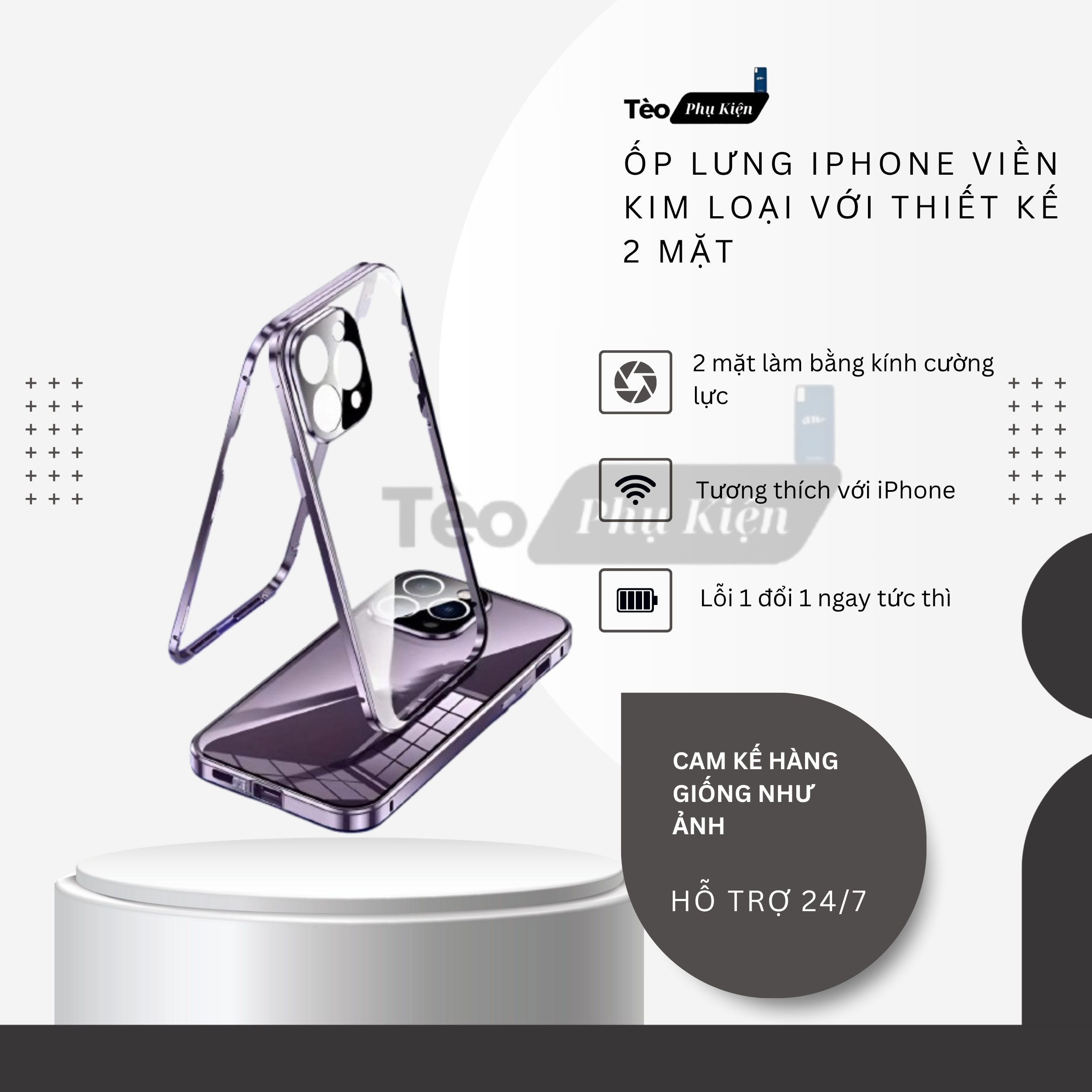 ỐP LƯNG ĐIỆN THOẠI IPHONE CƯỜNG LỰC LÀM BẰNG KIM LOẠI 2 MẶT BẢO VỆ MÁY KHÔNG CHỐNG NHÌN TRỘM_thumbnail_3