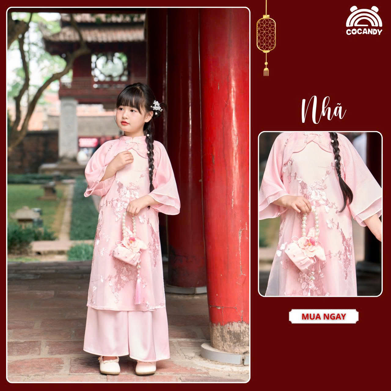 Bộ áo dài HỒNG "Nhã"