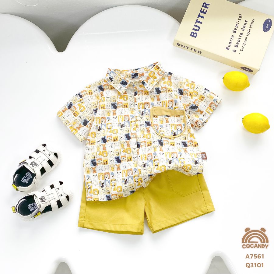 Quần cộc VÀNG phối túi tai gấu_thumbnail_1