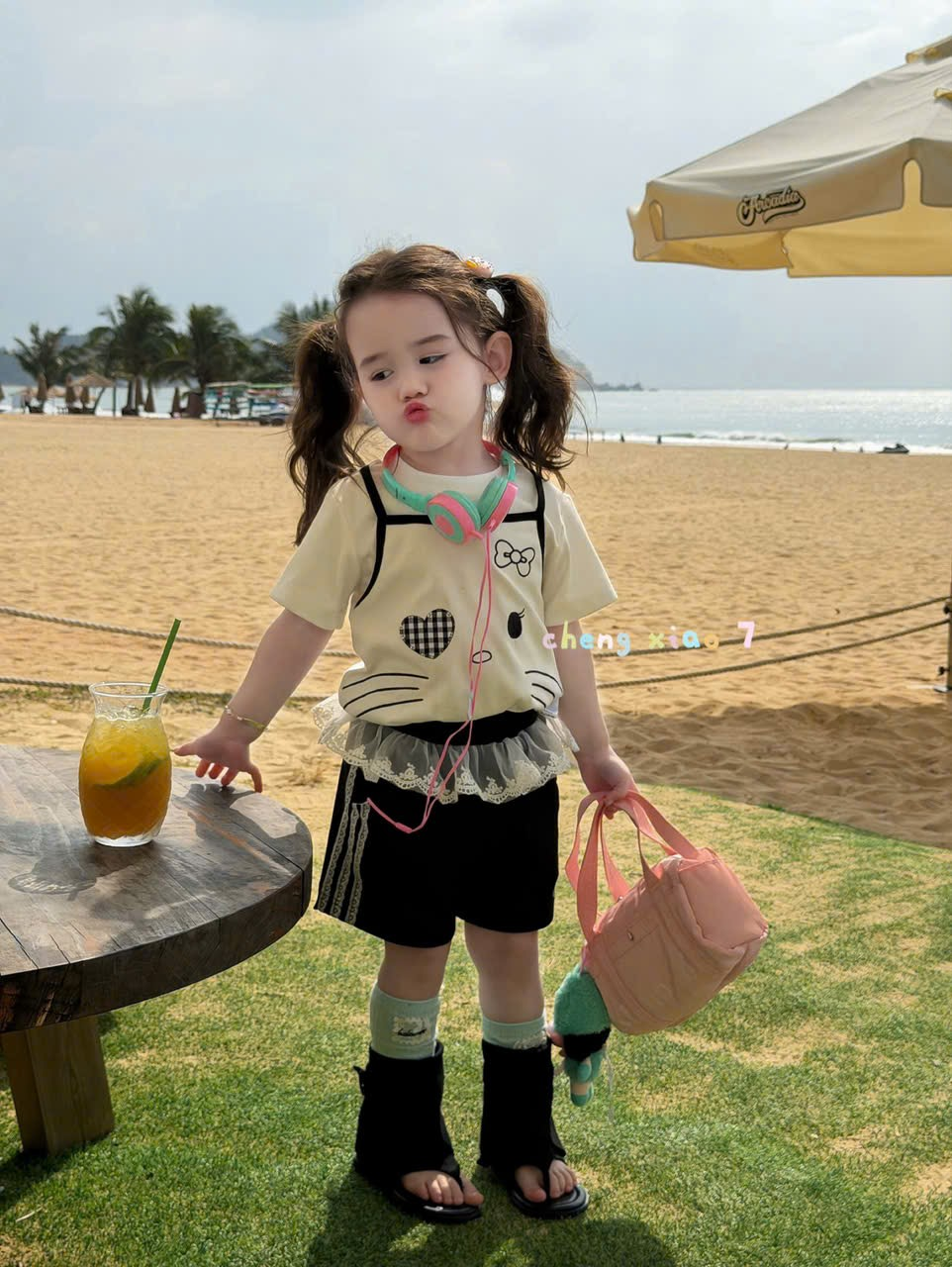 CX101 - Set áo bé gái in hình mèo phối chân váy/short phong cách dễ thương năng động hãng CX7