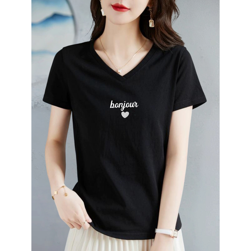 [Form Vừa] Áo phông nữ cổ tim form vừa - Áo thun LOZA cổ - G0166_thumbnail_6