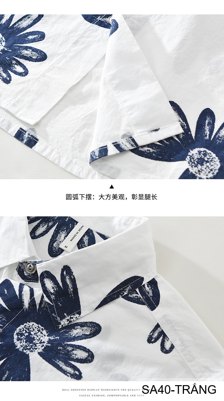 SA40 - Áo sơ mi nam tay ngắn họa tiết hoa cúc, phong cách Hàn Quốc, chất cotton thoáng mát_thumbnail_13
