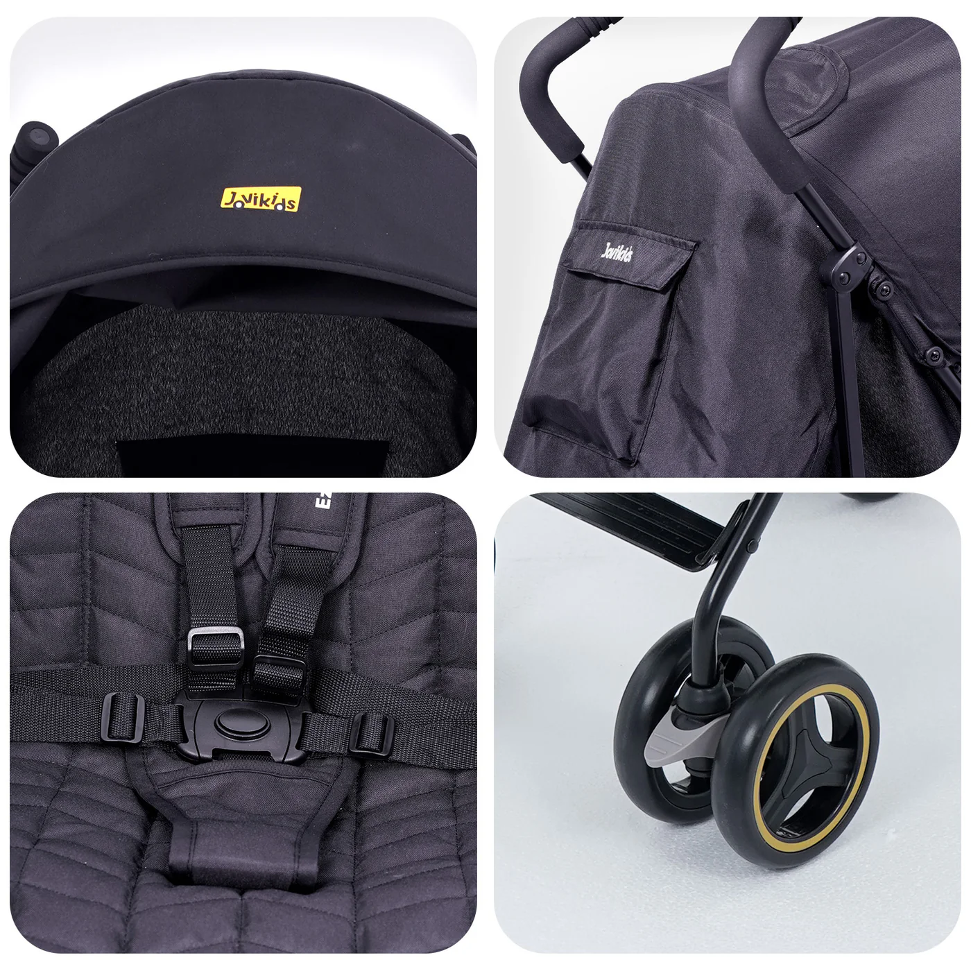 Xe đẩy Ezra - Đơn Jovikids cho bé 0-3 tuổi (màu đen) [NHẬP CODE 