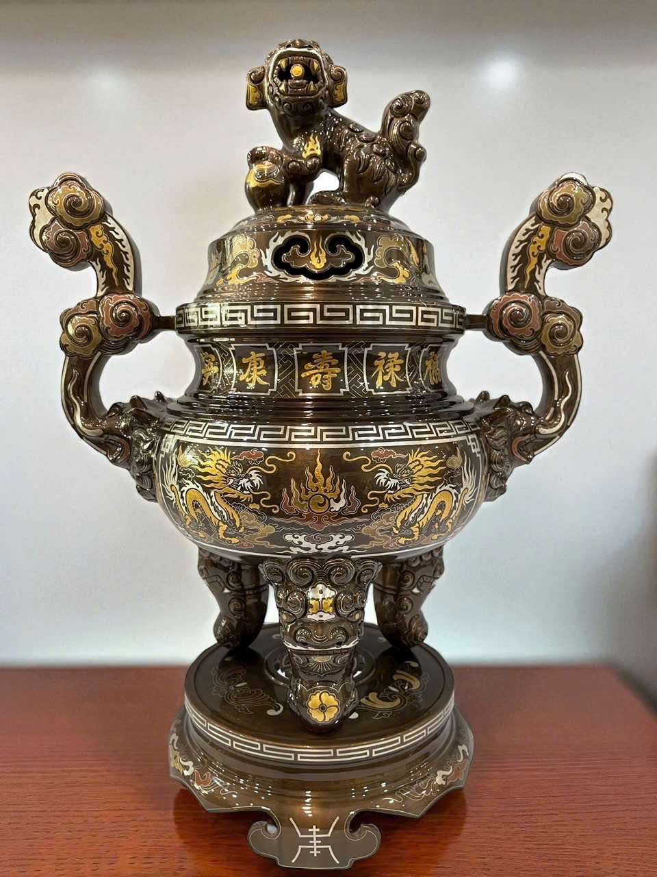 Bộ ngũ sự cao 60cm khảm ngũ sắc khảm kỹ _thumbnail_5