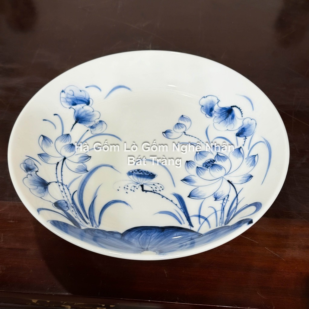 Mâm Bồng Sen, Rồng Đĩa Đựng Trầu Cau Thờ Cúng nhiều cỡ Bát Tràng ( MEN SEN CHÀM )_thumbnail_1