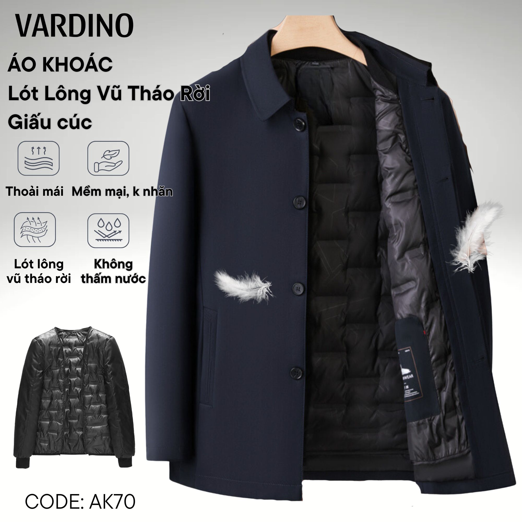 Áo khoác lông vũ tháo rời Vardino AK70_thumbnail_4