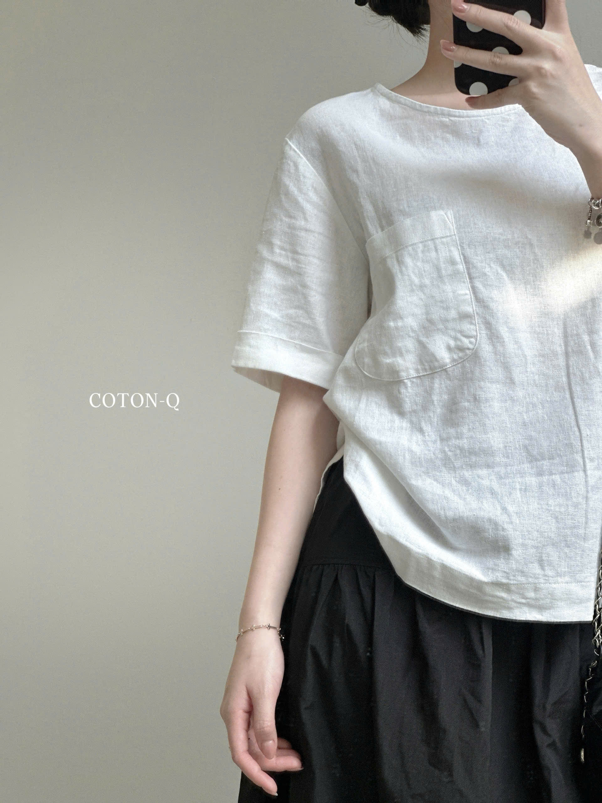Áo thun tay ngắn Coton Q linen phối túi_thumbnail_3