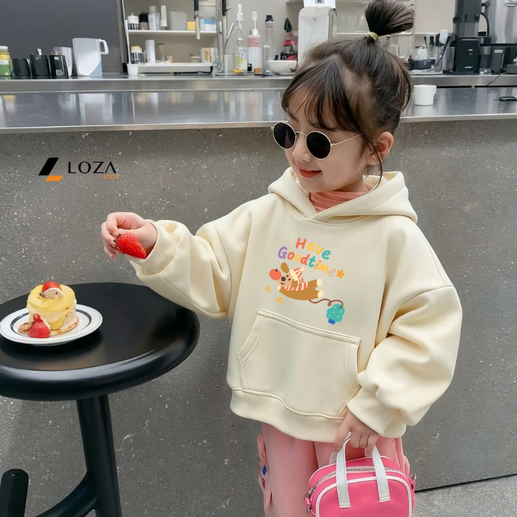 Áo nỉ hoodie bé gái in hình 'Have good time' - Loza Kids HN3402