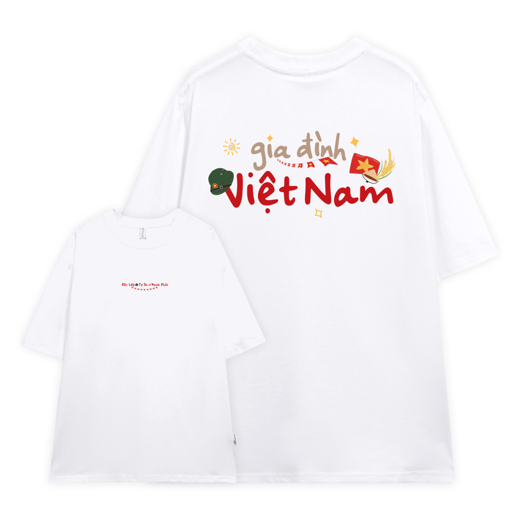 Áo thun form rộng gia đình Việt Nam 2512 Miucho Chic vải cotton co giãn thoáng mát cổ tròn in mix_thumbnail_0