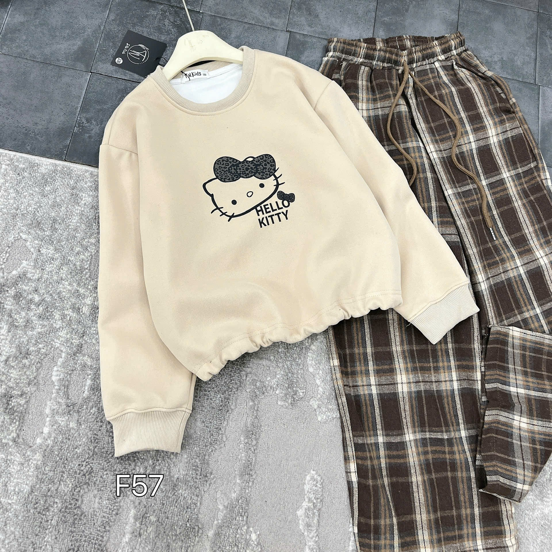 [F57] Bộ nỉ gấu TENO dây rút cho bé gái_thumbnail_1