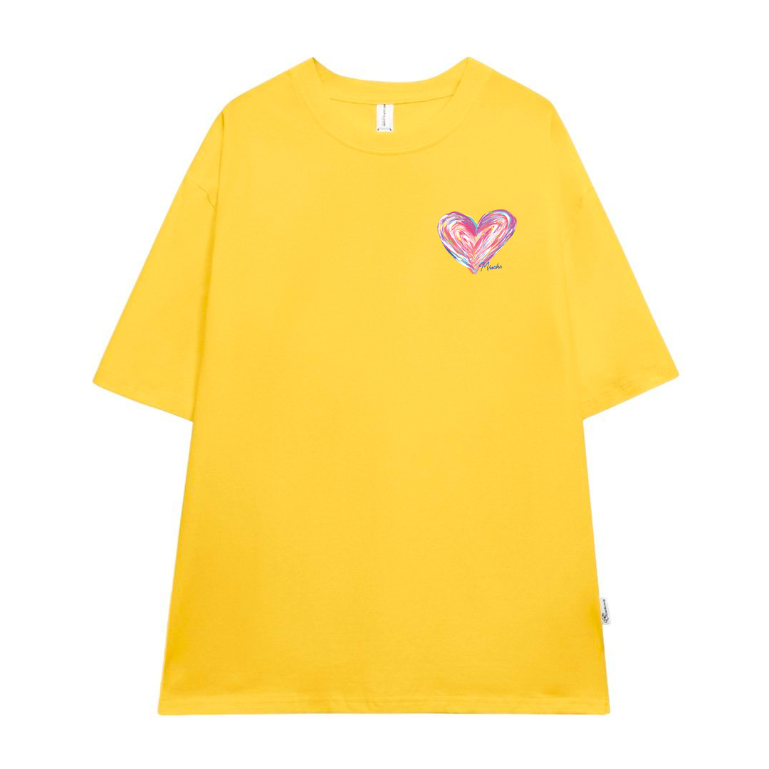 Áo thun cặp đôi in trái tim nhỏ dễ thương form rộng ATD1514 Miucho vải cotton thoáng mát cổ tròn in mix_thumbnail_0