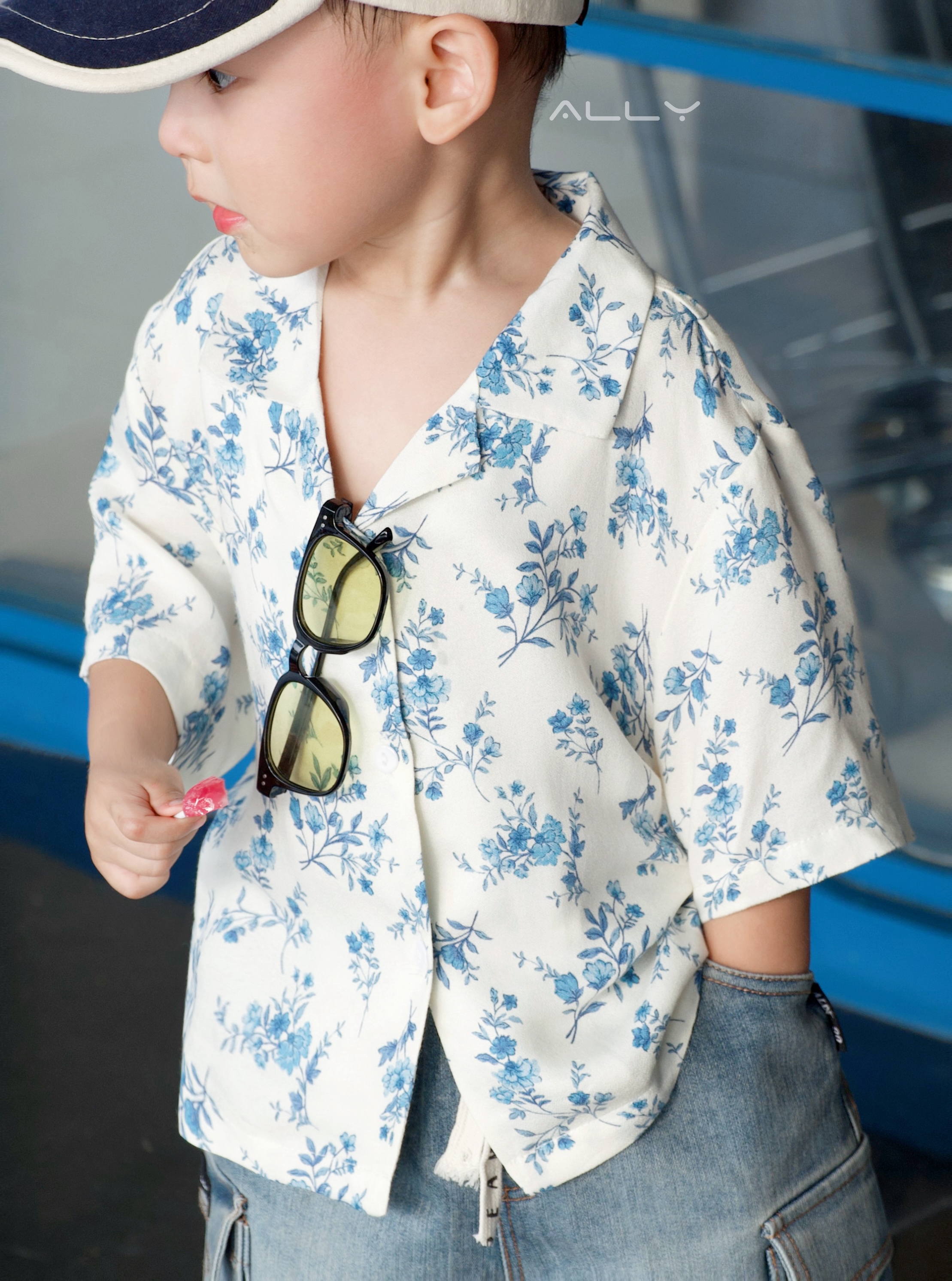 Sơ mi hoa xanh sợi tự nhiên cho bé ALLY _thumbnail_7