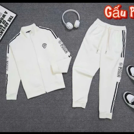 Bộ thể thao nỉ ép dày dặn POGUA nam nữ 2 phối viền dày dạn, ấm áp có khóa kéo chống nước_thumbnail_5