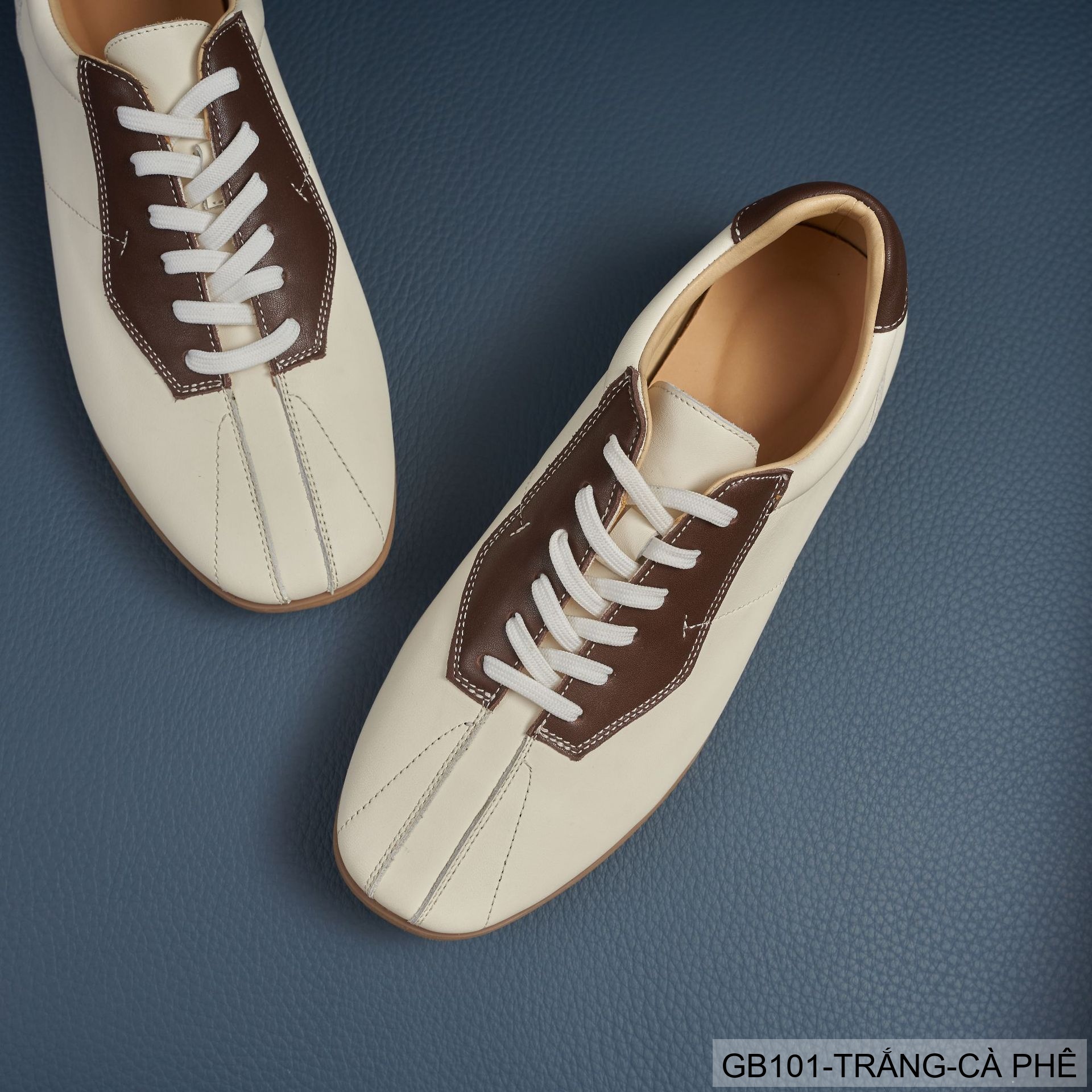 GB101 - Giày thể thao nam phối màu trắng đen và trắng cà phê, đế cao su êm chân, phong cách casual_thumbnail_8