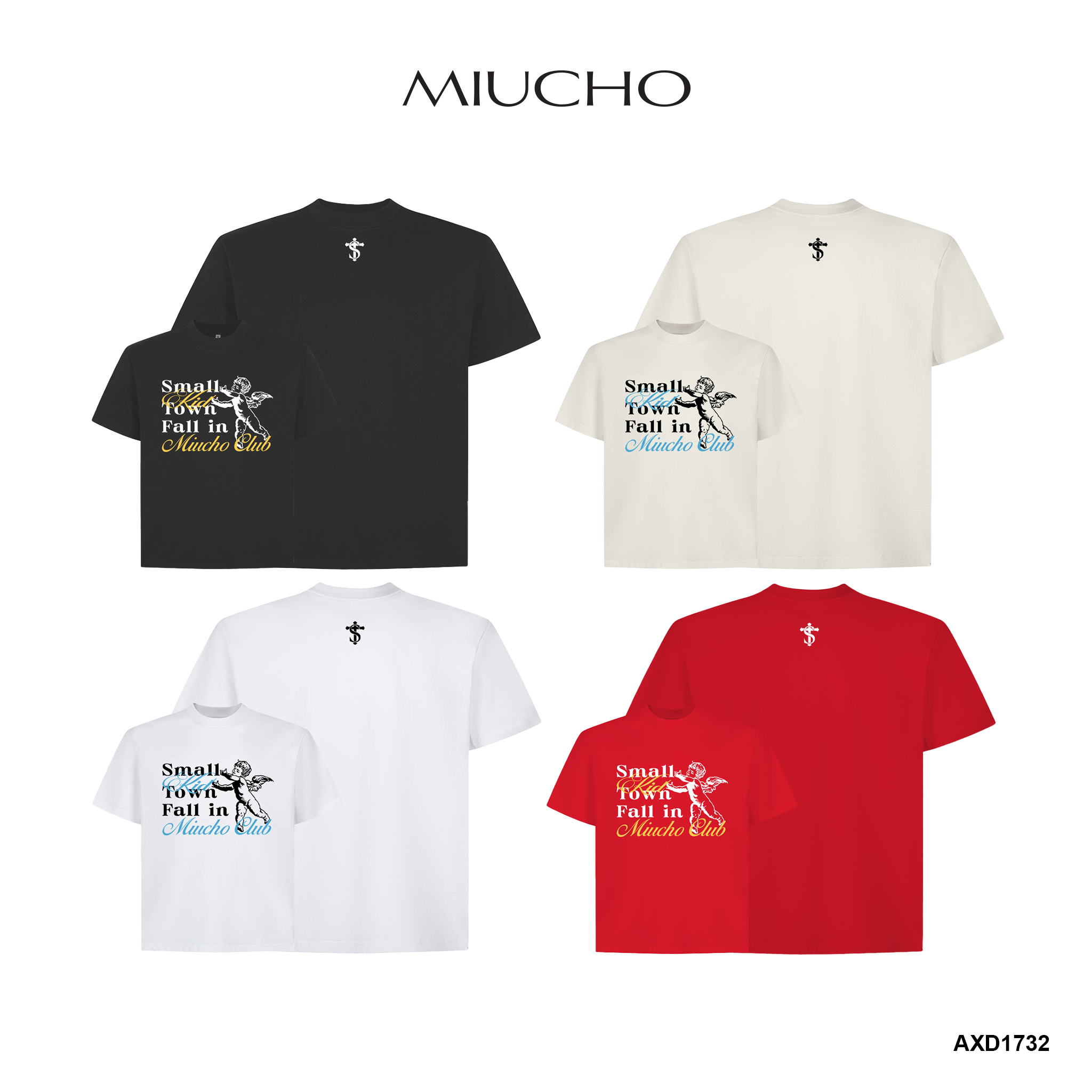 Áo phông nam form boxy vải 2C 250gsm AXD1732 Miucho Club Local Brand in mix