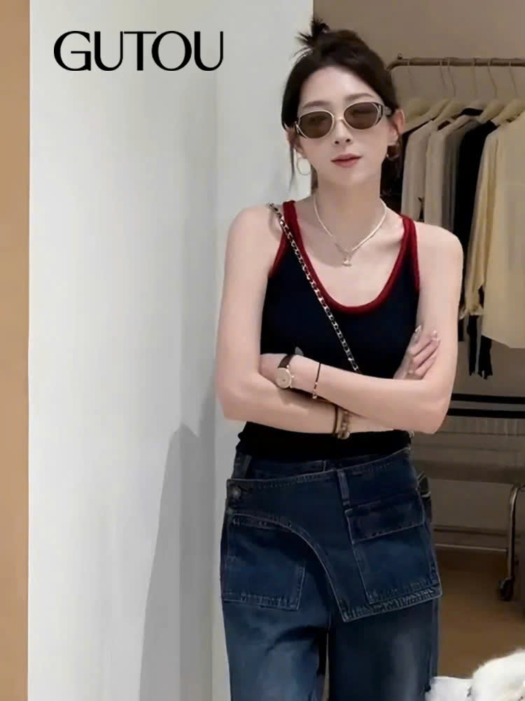 [ GUTOU ] Áo Tank Top Thun Gân Phối Màu_thumbnail_8