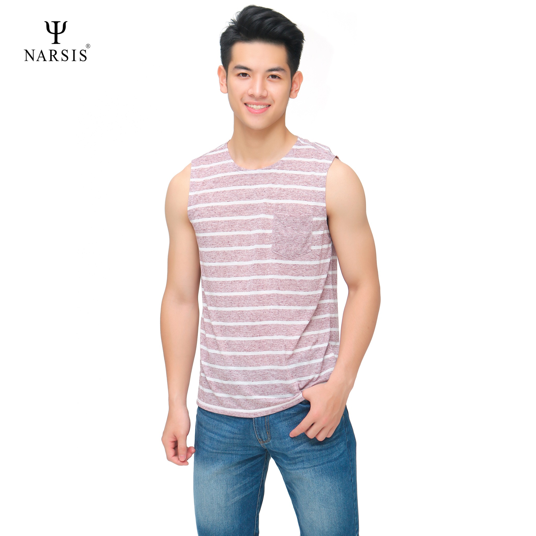 ÁO LÓT NAM NARSIS  MÀU KẺ MẬN D8033 NARSIS CHẤT LIỆU THOÁNG MÁT, DỄ CHỊU, THOẢI MÁI CẢ NGÀY, DỄ V..._thumbnail_0