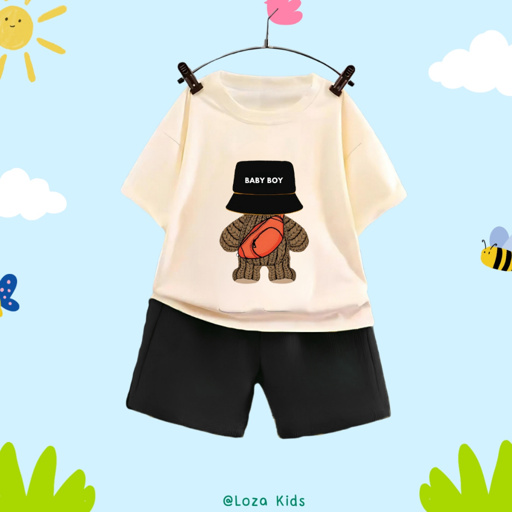 Bộ đồ bé trai in hình Gấu mũ Baby Boy - Loza Kids SB117_thumbnail_1