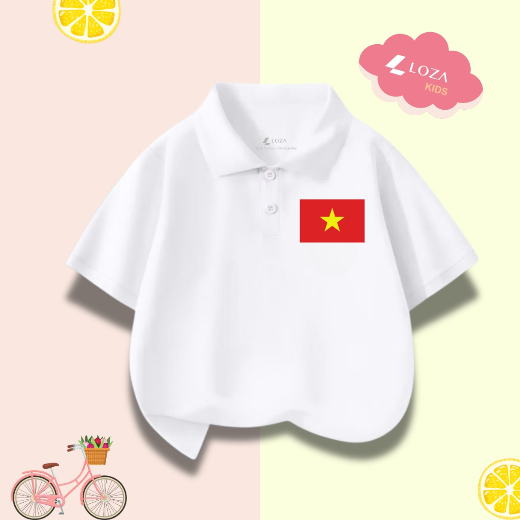 Áo polo trẻ em in hình 