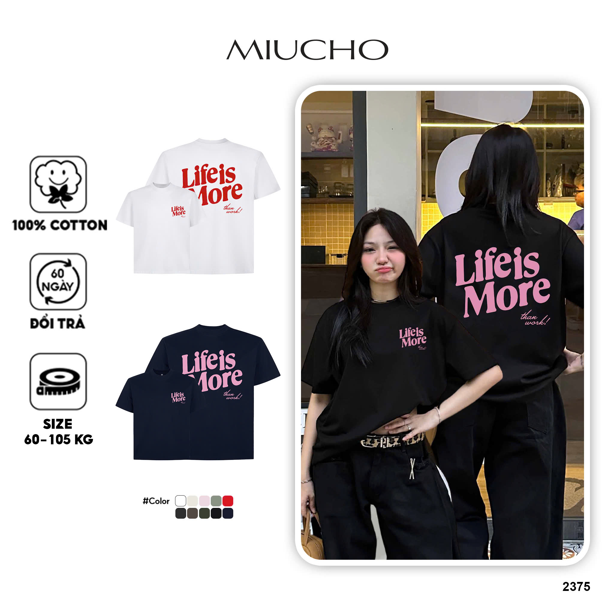Áo thun boxy basic AXD2375 Miucho tay ngắn cổ tròn chất cotton dày dặn thoáng mát in typography_thumbnail_1