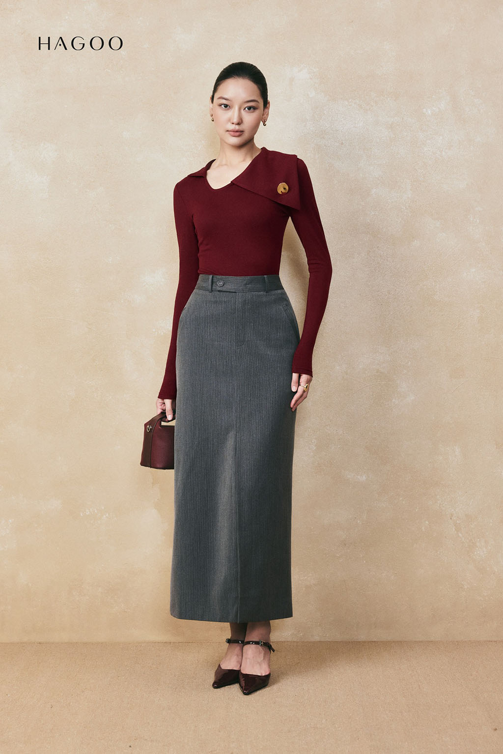 Chân váy suông dài quai nhê HAGOO