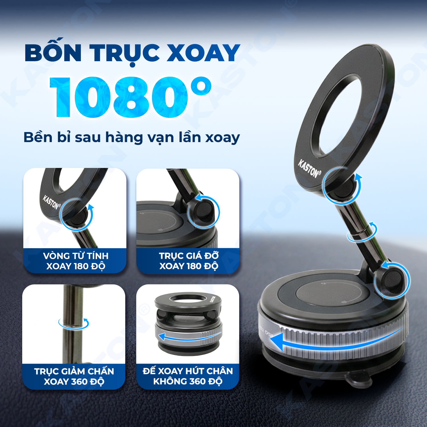 [New] Giá đỡ điện thoại ô tô Kaston - K009 - Keo nano siêu bám - Từ tính hít chân không, xoay 360° gấp gọn đa năng_thumbnail_6