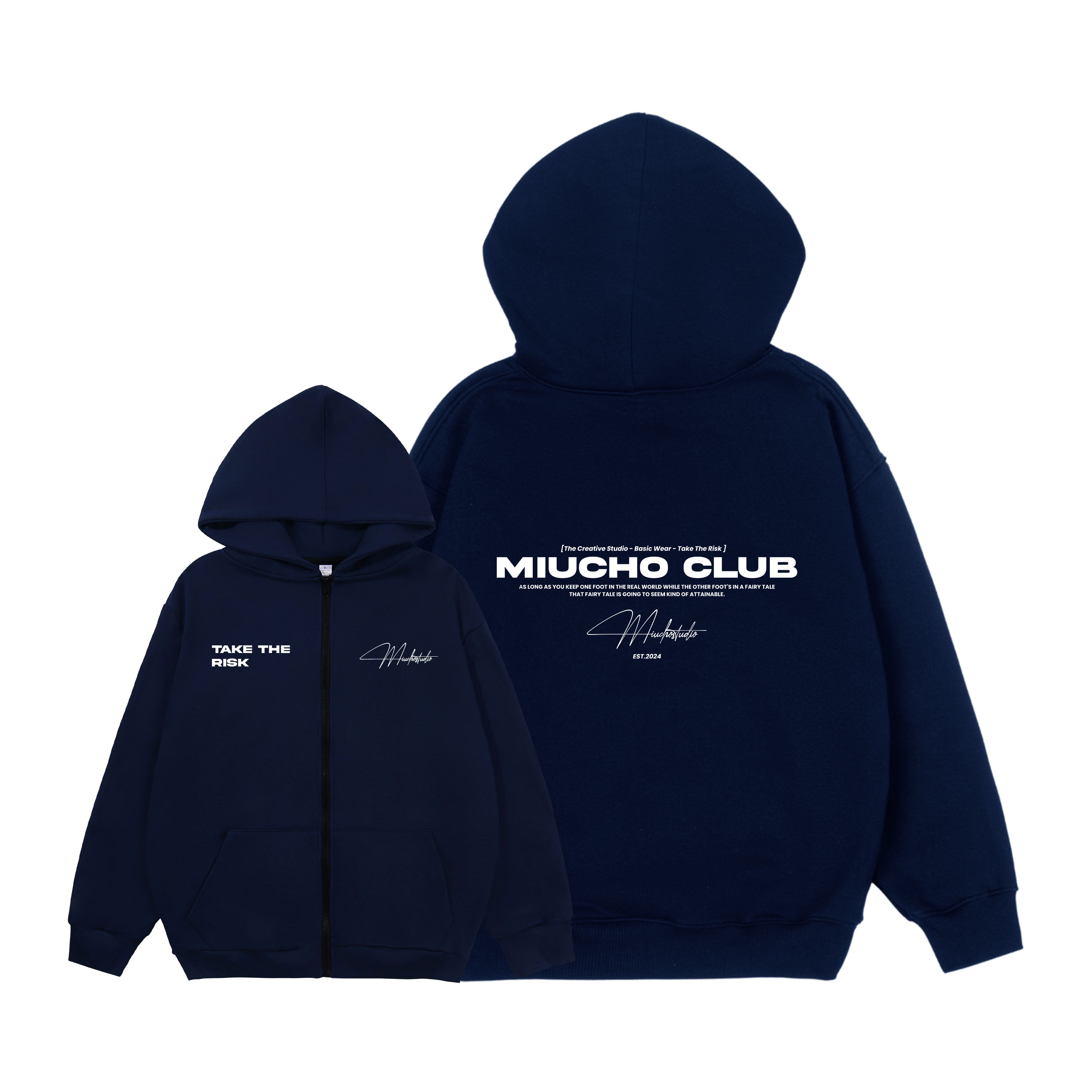 Áo hoodie zip nam local brand form rộng HZD1578 Miucho Club vải nỉ chân cua dày dặn mũ rộng in basic_thumbnail_0