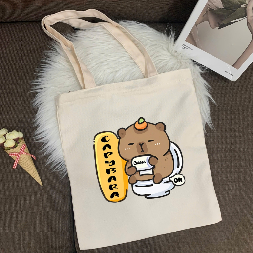 Túi tote in hình Capybara Cute - Túi vải canvas kích thước 33x37cm đựng vừa A4  và laptop - TOTE10_thumbnail_22
