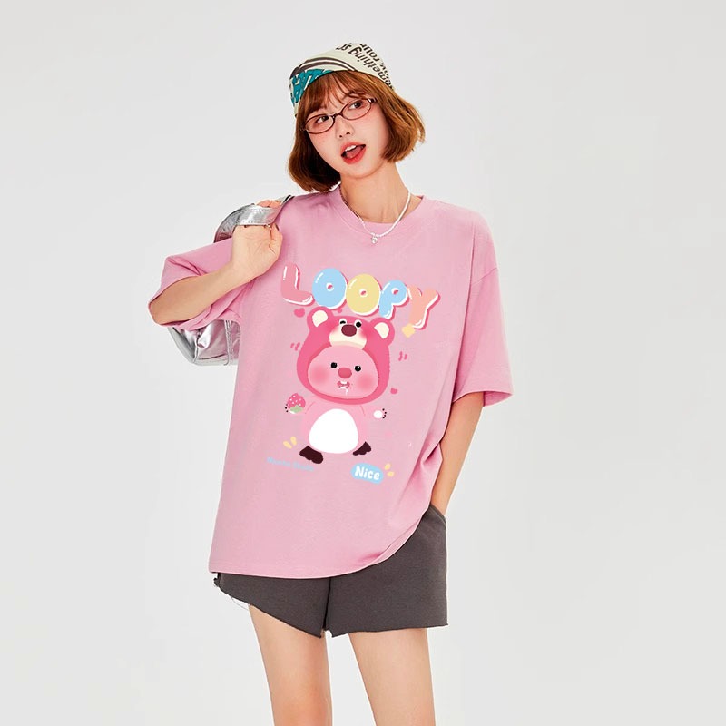 Áo thun Loopy Hải Ly form rộng ATD645 Miucho cotton cổ tròn in artwork_thumbnail_5