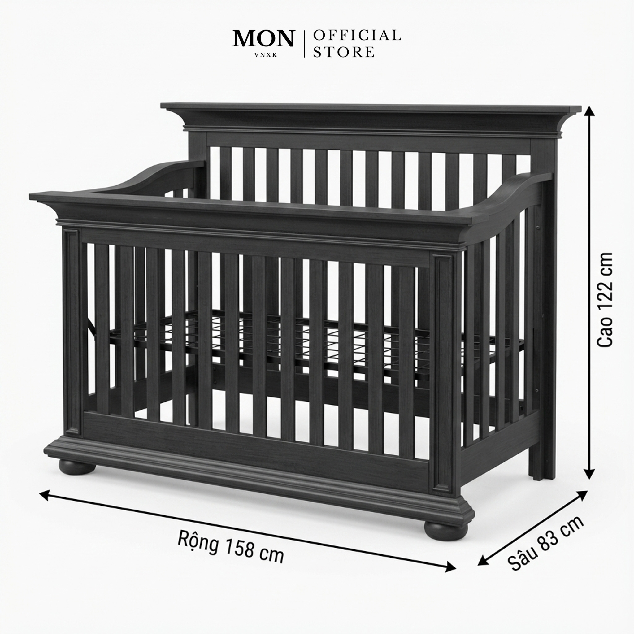 Sao chép CŨI GỖ OXFORD HARLOW 4 IN 1 CONVERTIBLE CRIB NAVY MIDNIGHT SLATE