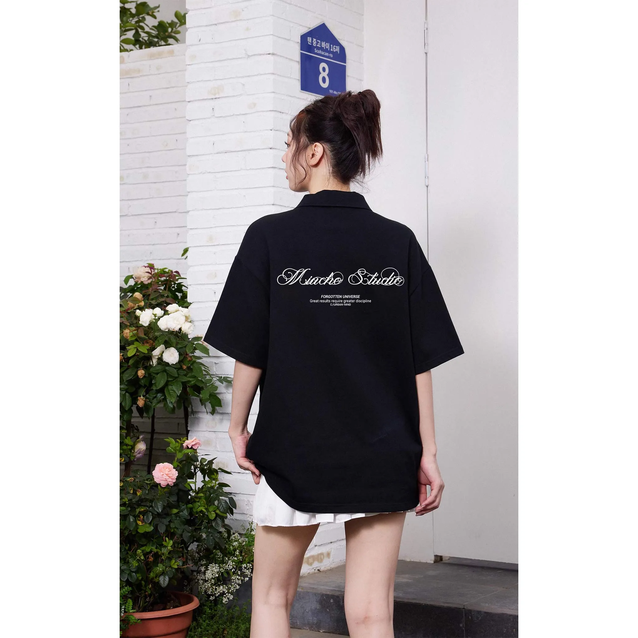 Áo polo vải cotton cao cấp 2477 Miucho phong cách basic tay ngắn cổ trụ in typography_thumbnail_2