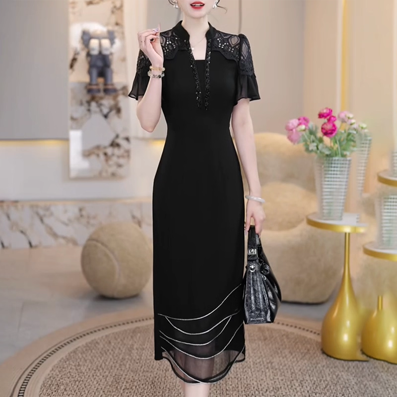 17316-Đầm suông dự tiệc ren vai cách điệu (thun poly, phối voan)_thumbnail_0